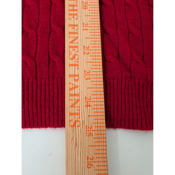 Talbots Cable Knit Sweater Womens Size XL Red Lambswool Blend Button Detail Knit - Picture 9 of 9